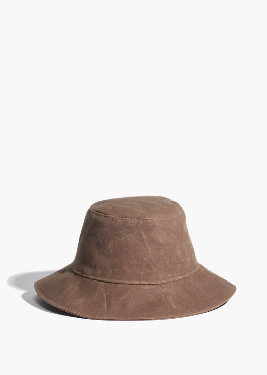 Brown waxed canvas hat